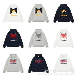 长期有跨境外贸Rhude骏马落日印花明星款潮流宽松个性印花连