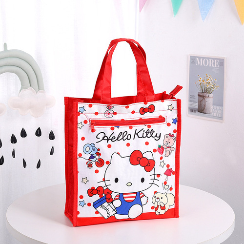 New Oxford cloth double layer tutoring bag art bag cute cartoon print student portable tutoring bag