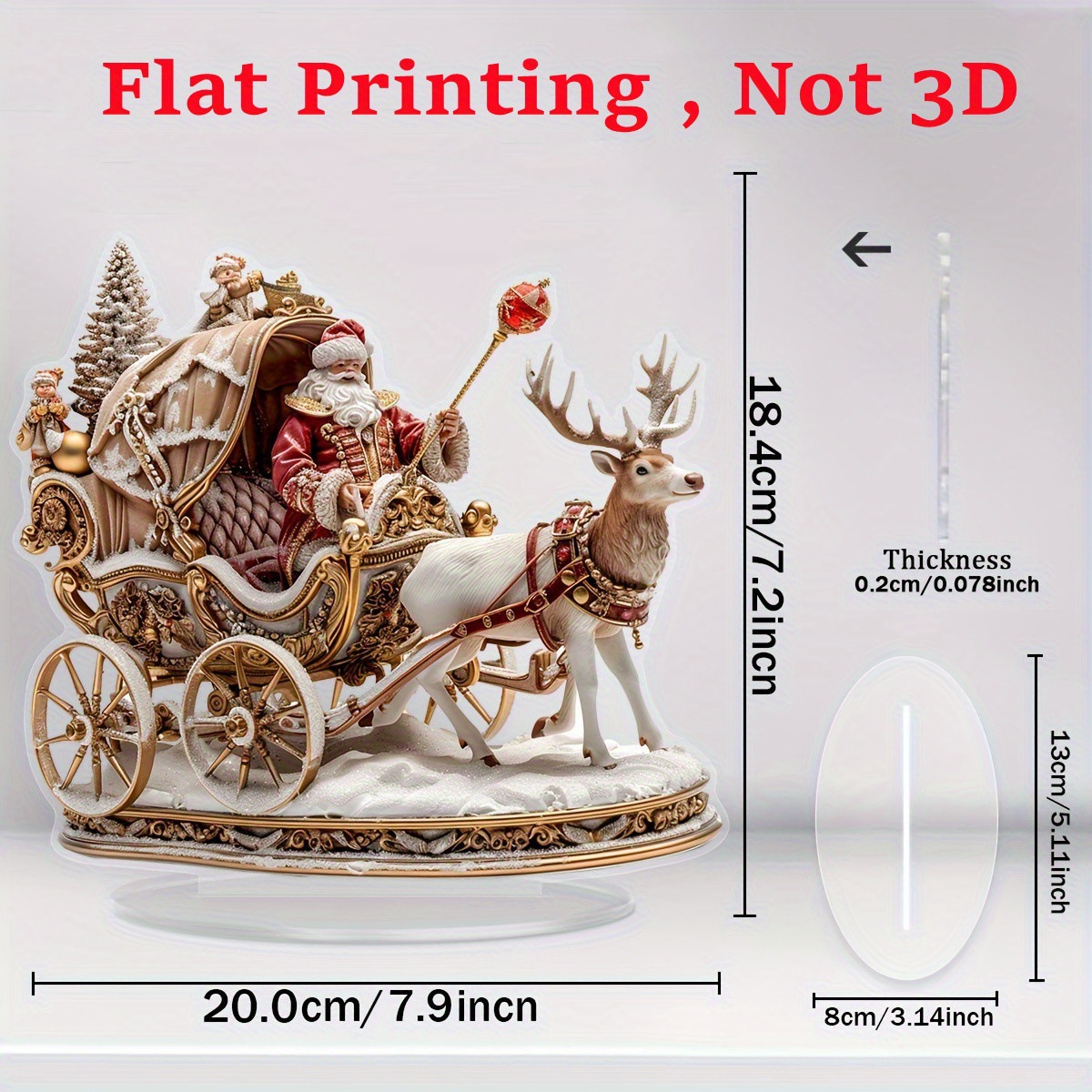 Decoración 2D, no 3D!!! Invierno reno trineo acrílico escritorio colgante oficina en el hogar más