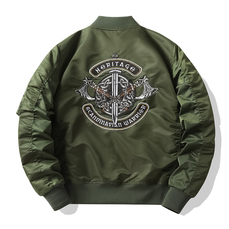 Men's clothing Jacket men's spring and autumn retro stand collar loose casual long sleeve workwear pilot jacket baseball jacket men_voghion.com