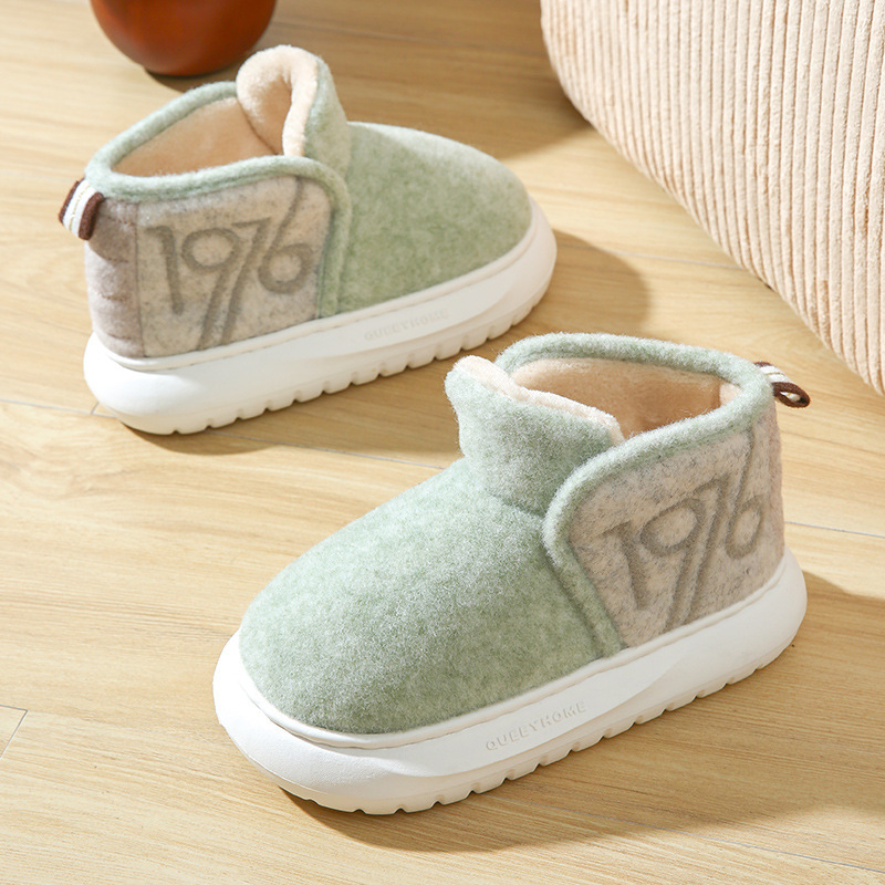 Zapatos de nieve con tacón de bolsa de invierno, zapatos de algodón cálidos y gruesos de terciopelo, botas de nieve para mujer con suela gruesa para parejas de otoño e invierno
