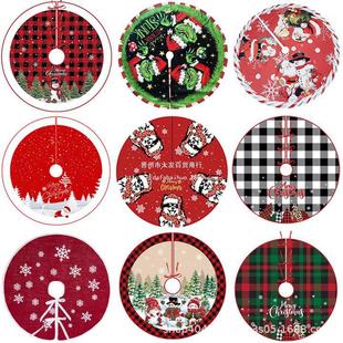 Christmas tree skirt cross-border new 78cm90cm101cm122cm linen short plush Christmas tree ornaments