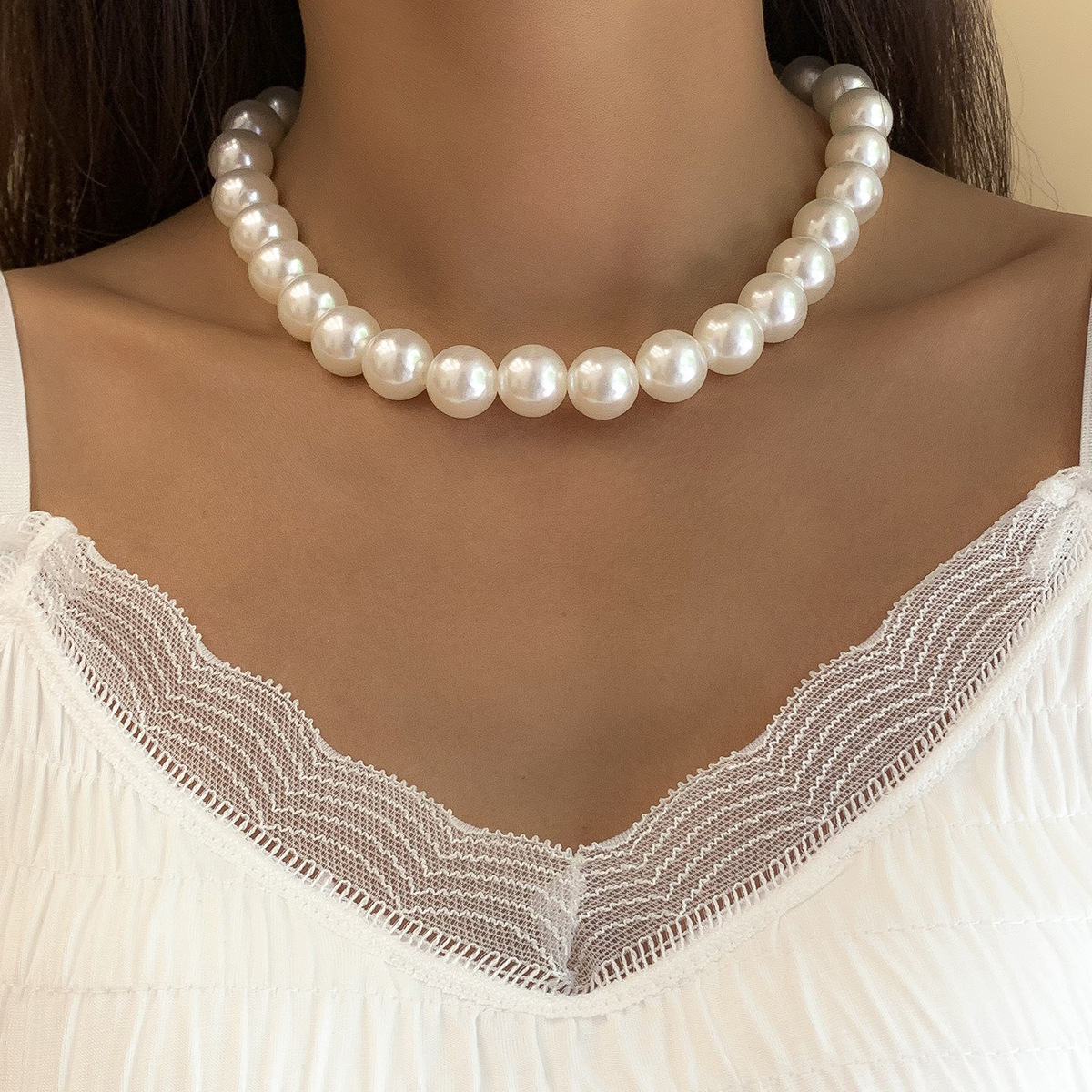 wholesale jewelry simple imitation pearl beaded necklace nihaojewelry
