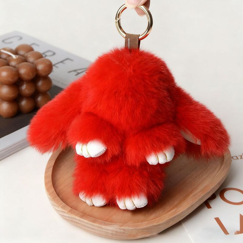 小さなウサギの毛皮ミニチュア装飾品、ウサギの毛皮バッグチャーム、ふわふわで可愛いランドセル、車のキーホルダー飾り|undefined