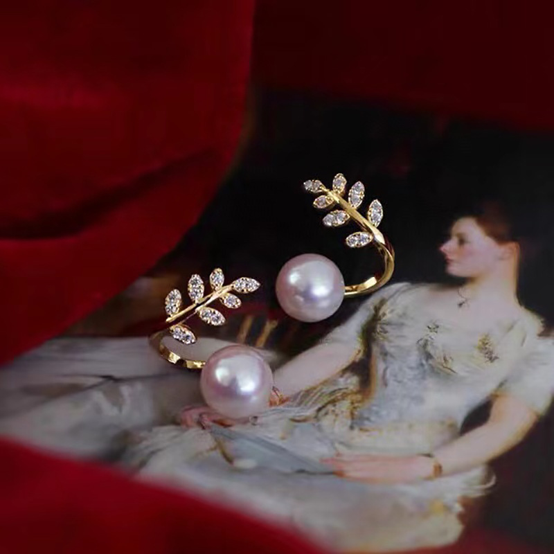 天然淡水珍珠耳钉女简约2021新款潮14k注金麦穗