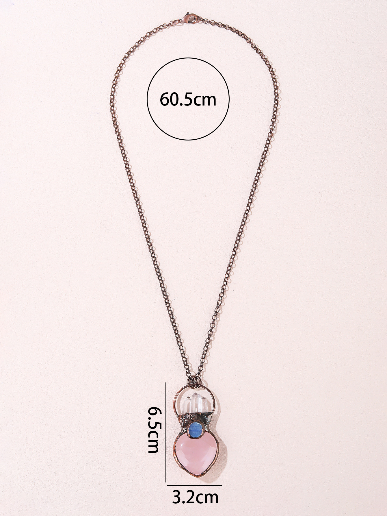 Wholesale Jewelry Retro Punk Irregular Heart Shape Copper Pendant Necklace Cable Chain display picture 4