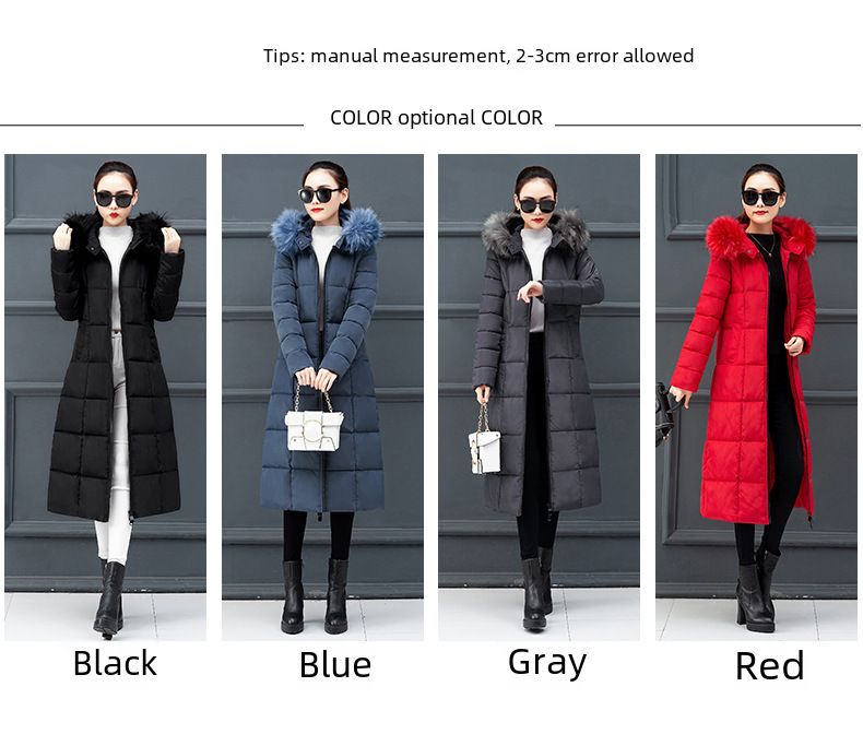 Cotton women autumn and winter New Korean version of the extended knee Warm jacket cotton suit female plus size loose solid color fur collar cotton jack_voghion.com