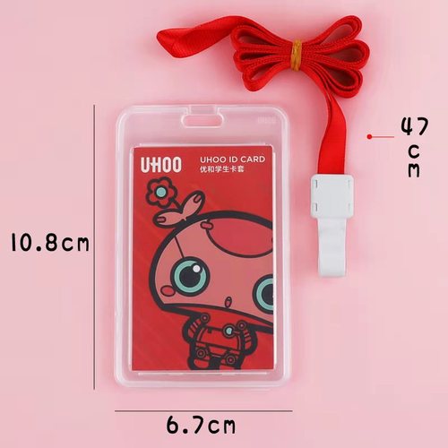 Cute INS-style cartoon card holder, Japanese/Korean minimalist design with lanyard and ID tag—perfect for student meal cards, IDs, and transit pass holders worn on the chest.