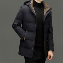 专柜帽子羽绒服男白鸭绒中年男士商务冬装休闲加厚防寒大衣外套
