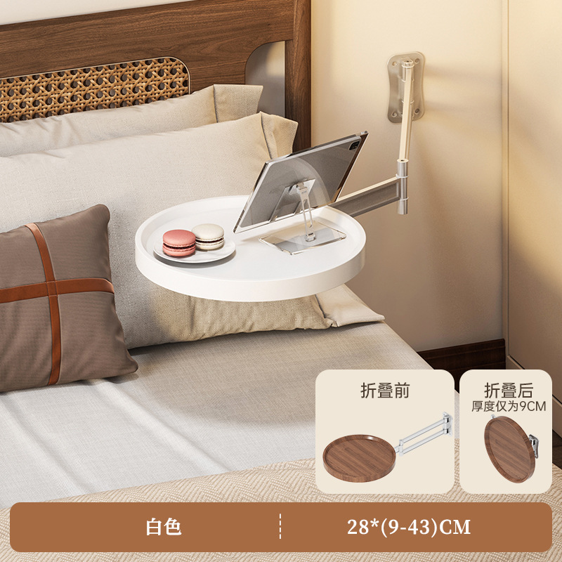 Estante de cabecera plegable suspendido creativo en la pared pequeña mesa dormitorio doméstico pequeño cabecera redonda borde pequeño