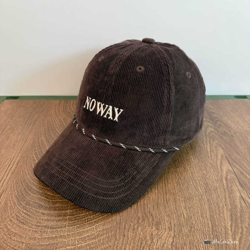 英伦复古NOWAY刺绣灯芯绒棒球帽男女街头百搭老钱风鸭舌帽显脸小|undefined