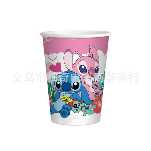 New Star Wars Stich Theme Birthday Party Pink Angel Paper Plates Napkins Tablecloth Tableware Decorations