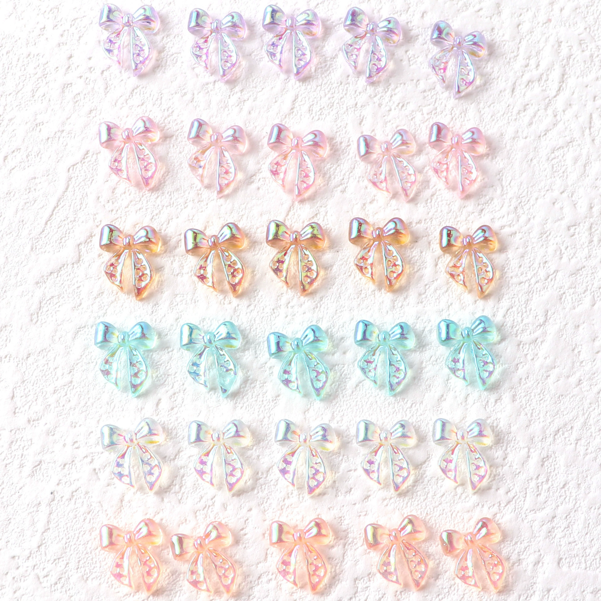 Трансграничные ленты 2024 украшения для ногтей Аврора лук трехмерный волшебный цвет галстук-бабочка аксессуары для ногтей из смолы смешанные