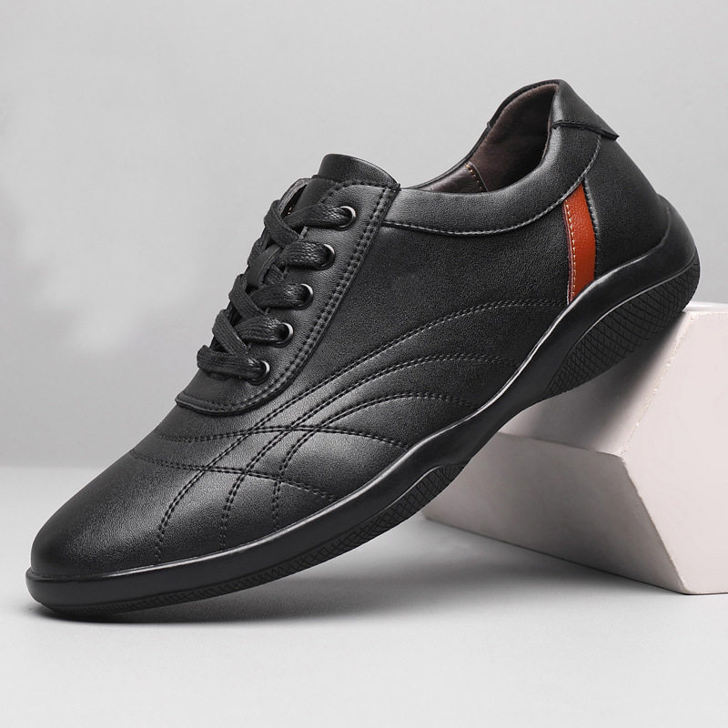 Giày thể thao nam da bò thoáng khí, giày lười đa năng phong cách casual, đế cao 2,5 cm — GX2385 màu trắng, GX2385 màu xám, GX2385 màu đen