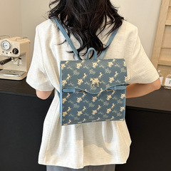 批發跨境手提包新款時尚簡約印花女士休閒質感潮流女包旅行雙肩包