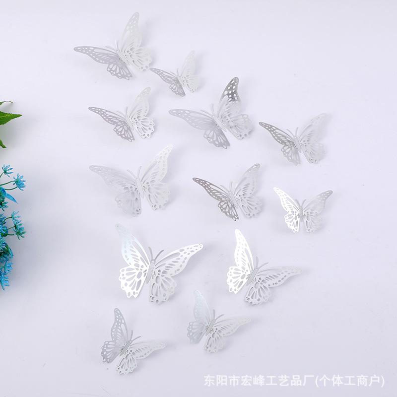 Pegatinas de pared de mariposas, pegatinas de mariposas huecas tridimensionales, pegatinas de decoración del hogar minimalistas modernas