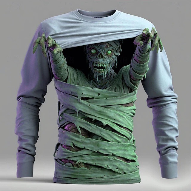 Carnival Halloween Dropshipping Horror Zombie Scream Men's Autumn Long Sleeve Crew Neck Sweatshirt Men's Clothing