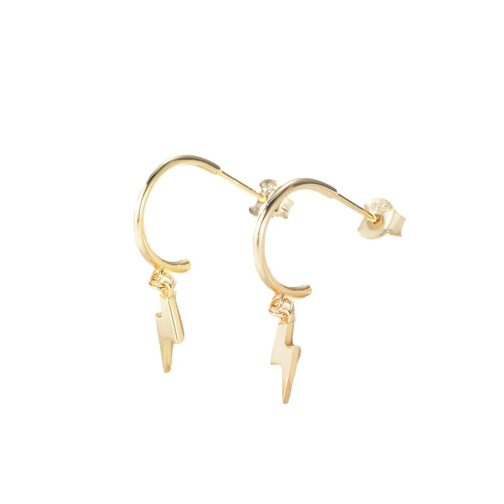 Pendientes de relámpago de plata esterlina s925 mujeres europeas y americanas INS de moda simple todo-fósforo pendientes de moda pendientes fábrica al por mayor