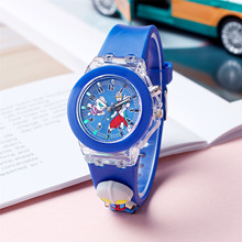 现货批售果冻色儿童卡通灯光公仔手表夜光七彩闪光中小学生卡通表