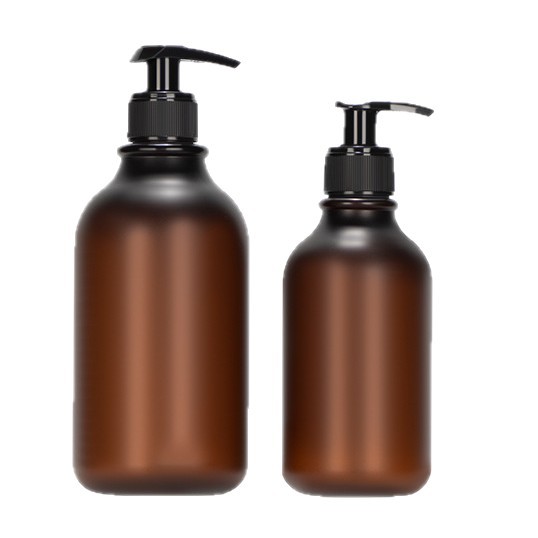 En stock 300 ml500ml botella de loción de prensa botella de champú botella de ducha de sub-embalaje con botella de anillo PET esmerilado