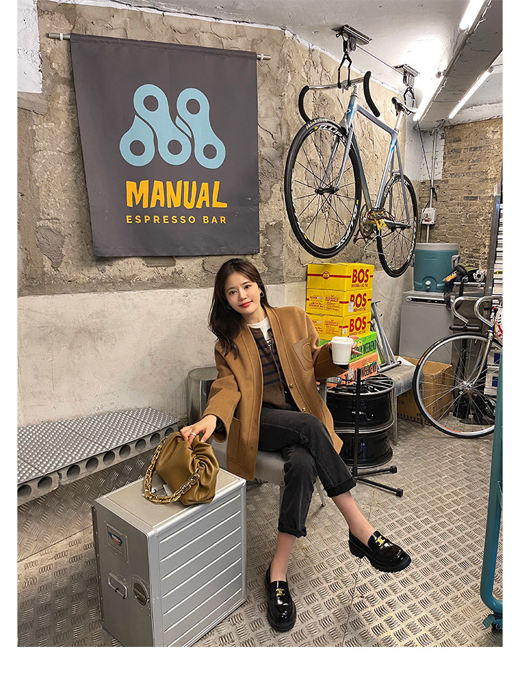 葡萄妈Studiolee英伦风小皮鞋女小金扣圆头一