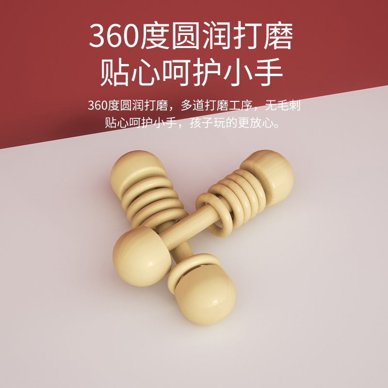 Amazon fábrica de dibujos animados de madera sonajero mordedor palo bebé mano-cranking cama Bell juguete