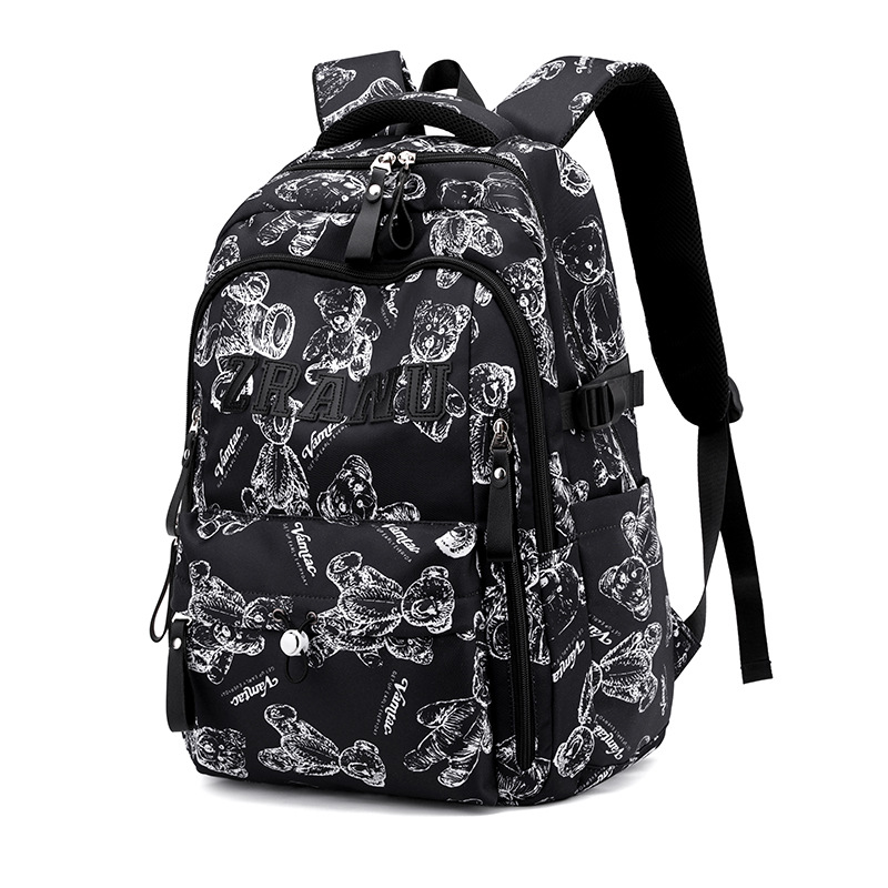 Nuevo campus de peces naturales transfronterizos lindos bolsas escolares de estudiantes de secundaria secundaria y secundaria en bolsas escolares coreanas japonesas impresión oso