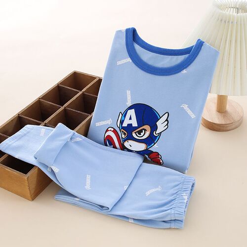 Set of cartoon children's autumn clothes, including pants and shirts, for boys and girls, thin style for spring and autumn, home wear base layer set