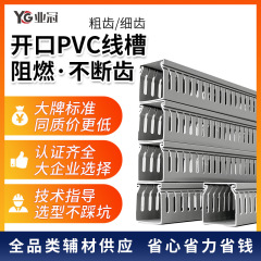 PVC配線溝、開口部幅広、細歯、グレー、正方形、配電ボックス、キャビネット、U字型配線溝、表面実装、工業用、難燃性配線溝