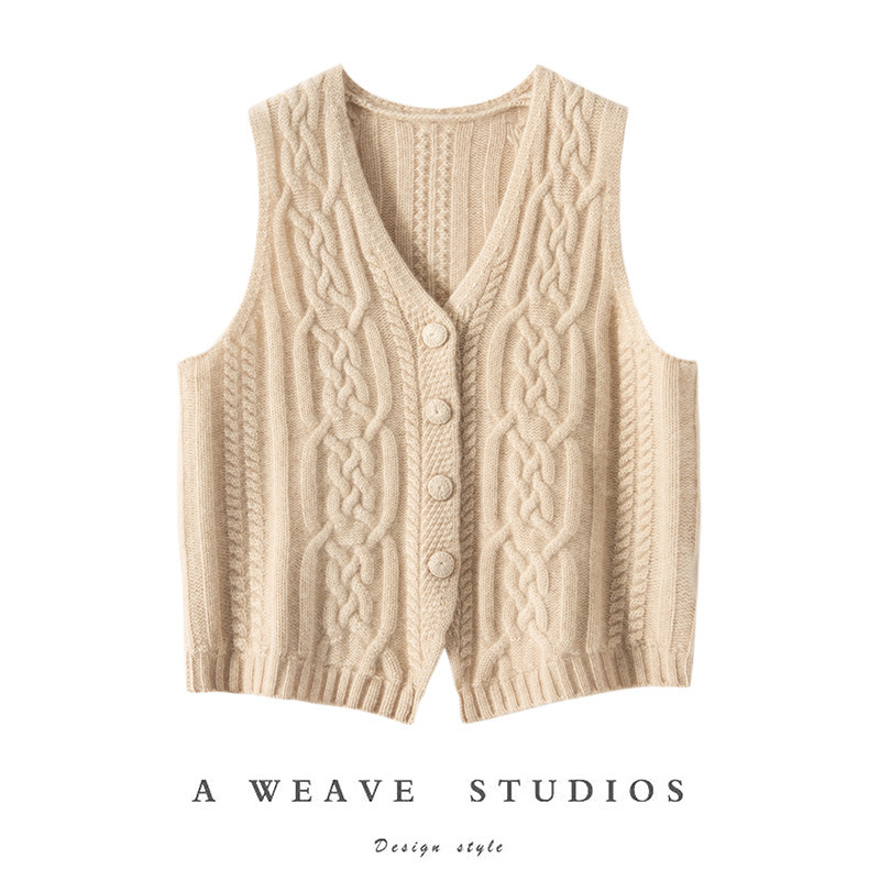 Autumn and Winter New Style Comfortable, Fashionable and Versatile Women's Thickened Cable Vest Cardigan Autumn and Winter New Style Comfortable, Fashionable and Versatile Women's Thickened Cable Vest Cardigan