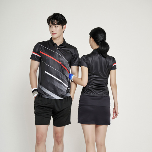 Badminton uniform sport set men women quick-dry short-sleeve top printed competition team uniform table tennis training wear