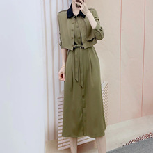 清仓春秋撤柜品牌专柜时尚气质长袖连衣裙+马甲两件套裙037/D3