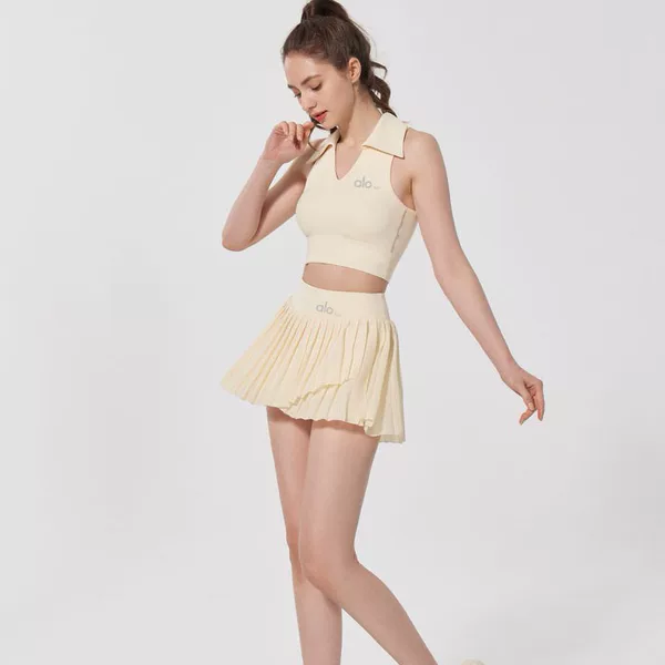 Losco's Beautiful Tennis Sports Suit for Women, Summer Thin Badminton Wear, Yoga Skirt, Running Quick-Drying Fitness Vest
