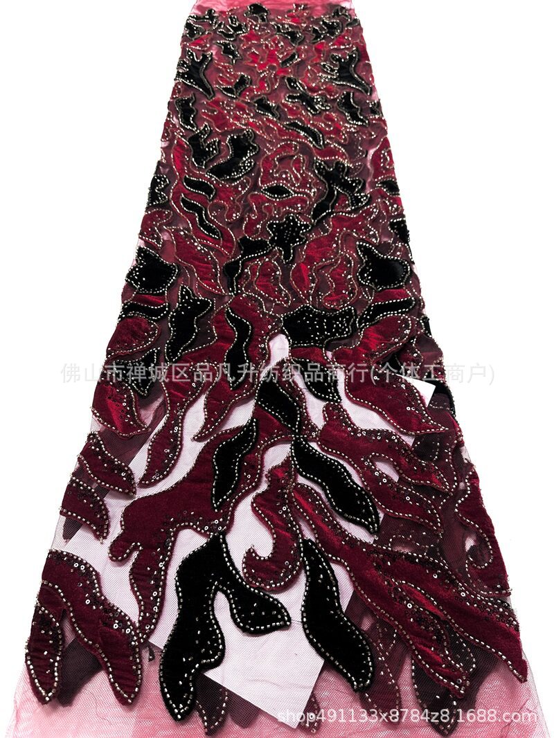Fabricante directo de terciopelo tubo de perlas tela sexy estilo europeo y americano cena de moda ropa de tela comercio exterior transfronterizo