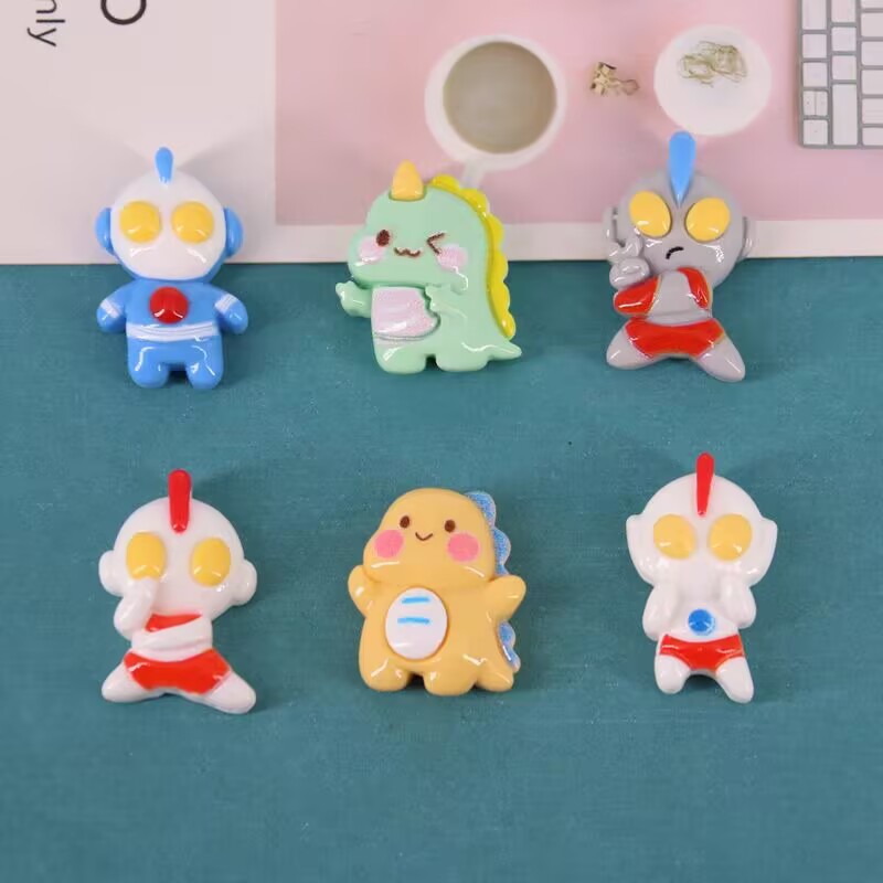 Chaveiro de dinossauro ultraman diy, capa de celular, cola creme, artesanal, copo de água, carro elétrico, patch