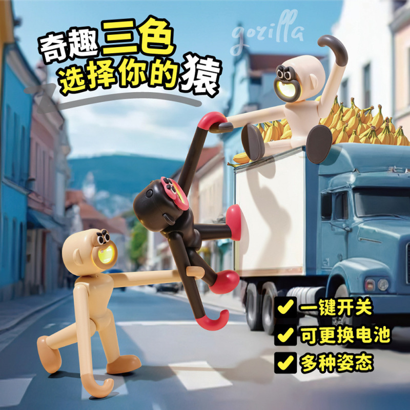 跨境新款灯泡人小夜灯创意吸盘桌面摆件礼品装饰台灯学生护眼书灯|undefined