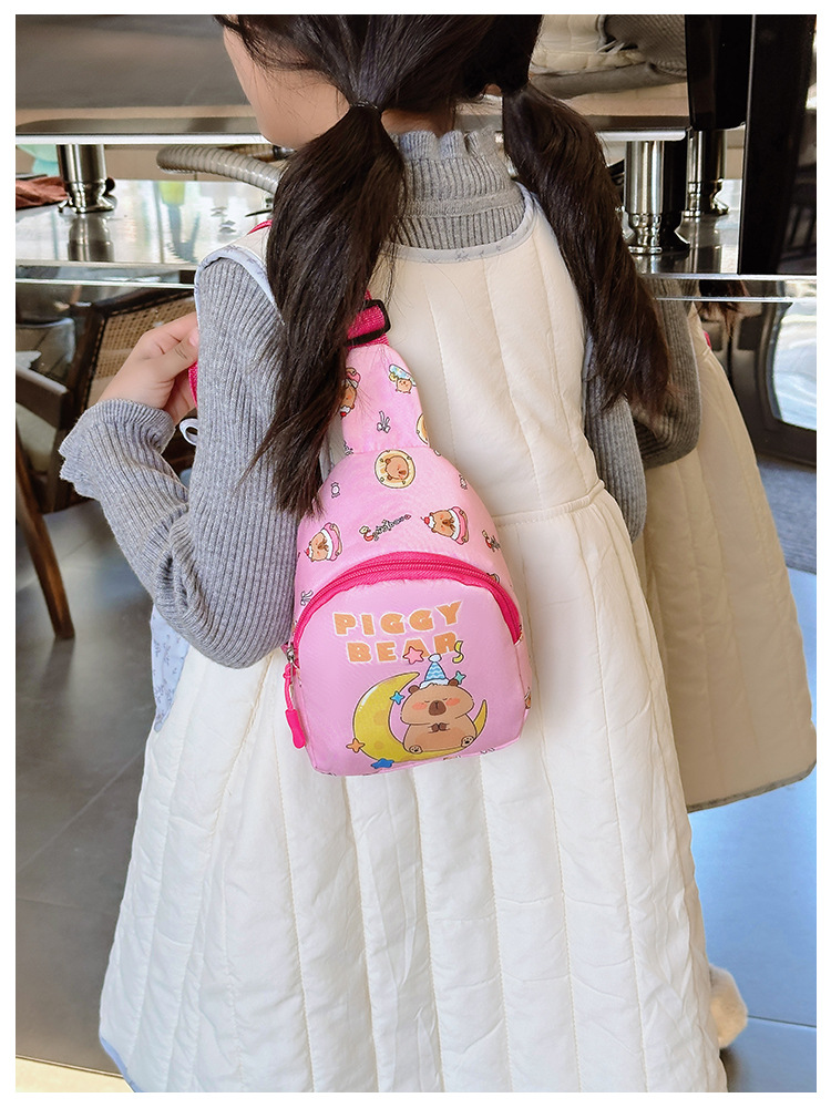 A new printed children's bag featuring cute and stylish Japanese cartoon boys' and girls' chest bags and Capibara baby coin purse undefined