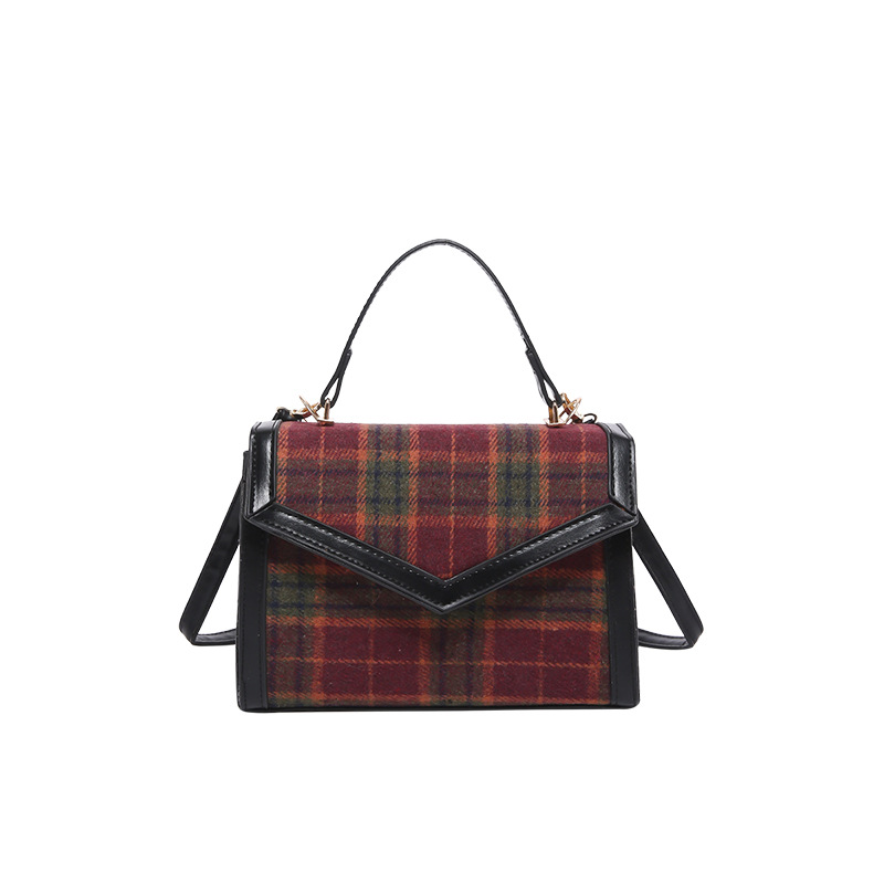 Bolsa de mano a cuadrillas retro de color extranjero otoño 2024 nueva moda simple bolso de hombro de moda bolso cuadrado