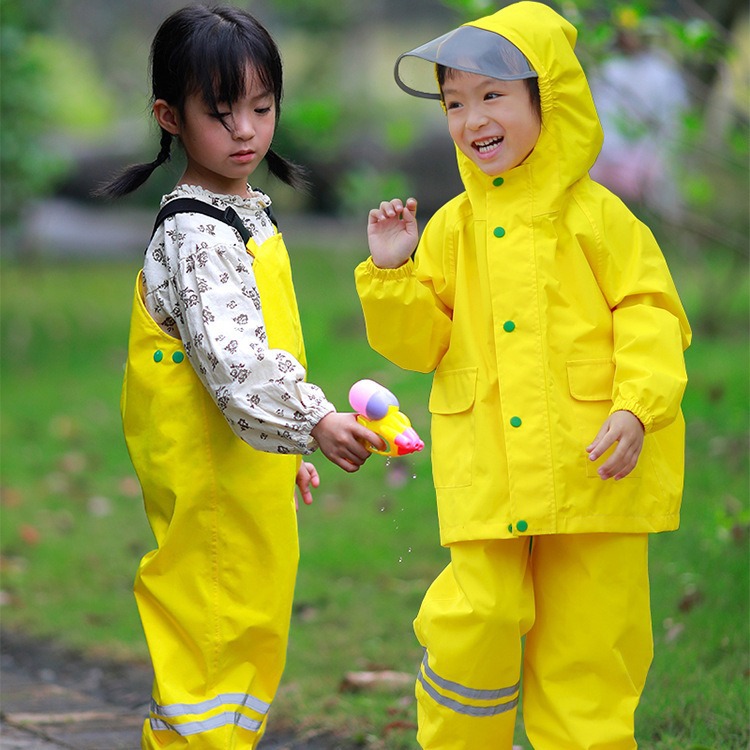 Children's Raincoat Strap Rain Pants One-piece Angie Game Suit Dual-use Waterproof Full Body Kindergarten suit for Boys and Girls