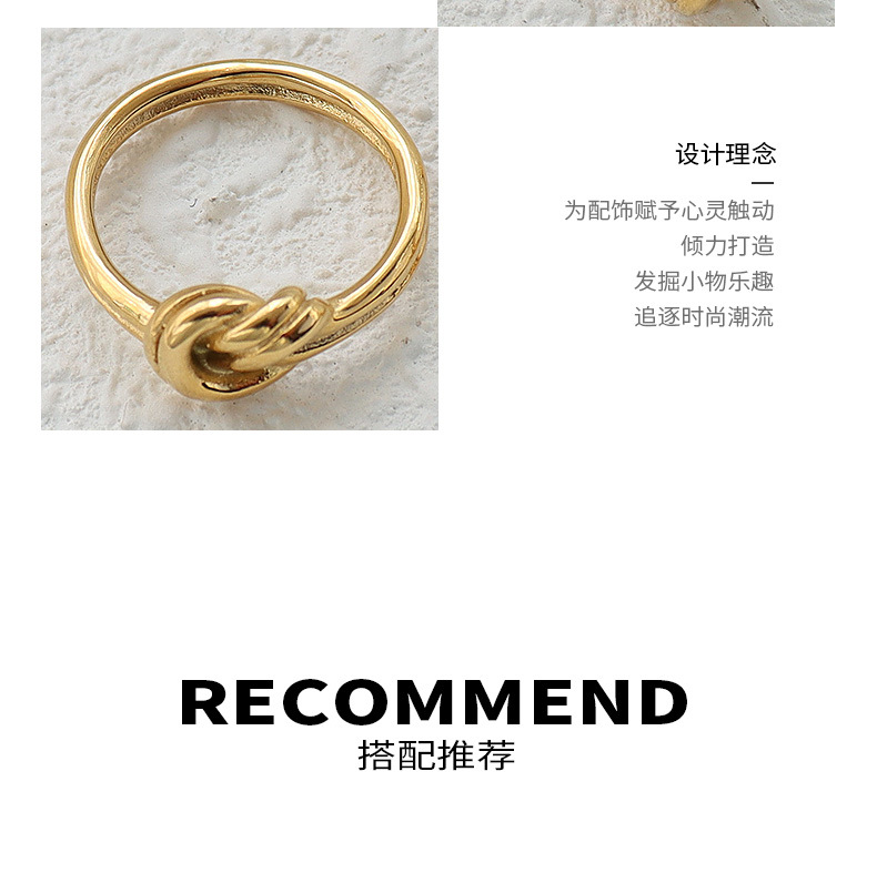 Fashion Knotted Titanium Steel Gold Ring display picture 3