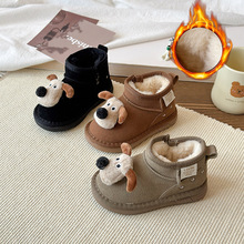 儿童加绒棉靴2025冬季新款卡通小狗女童雪地靴男童百搭时尚大棉鞋