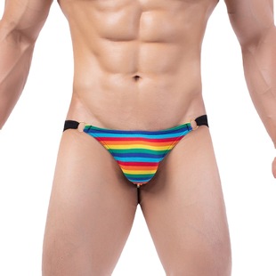 Milk silk striped hip men's underwear low waist sexy iron ring men's briefs foreign trade Men's inner B632