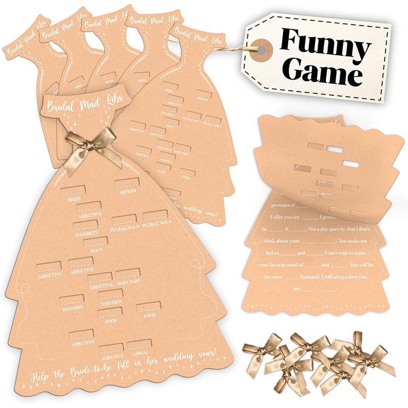 亚马逊现货牛皮纸新娘淋浴游戏卡婚礼卡片Bridal Mad Libs Cards