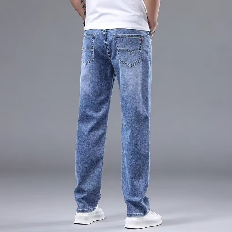 Camisas de primavera y otoño jeans para hombres pantalones elásticos rectos sueltos pantalones casuales de moda para hombres