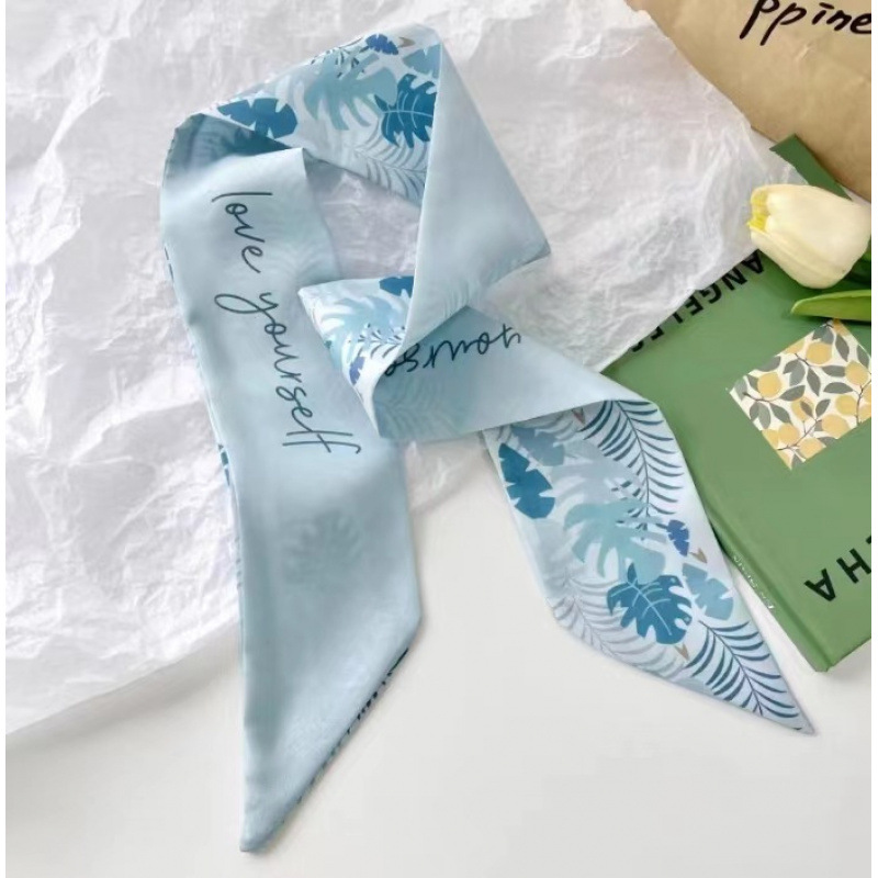 Silk scarf*blue banana leaf