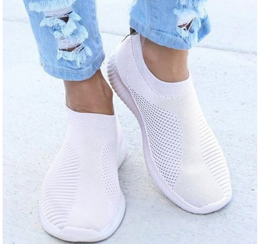 Вязаные Slip-on кроссовки, дышащий низкий мысок, лёгкая повседневная обувь, размеры 35–43