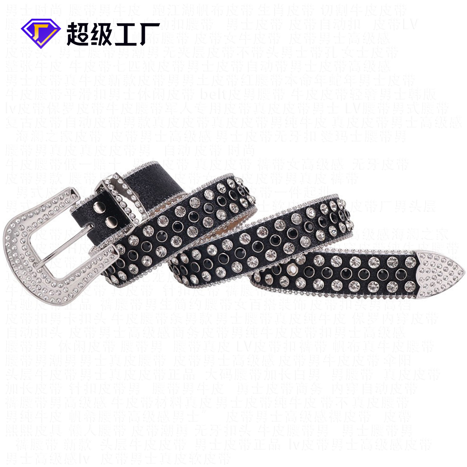 Cinturón de mujer de diamantes de imitación transfronterizos europeos y americanos cinturón de cinturón de diamantes largos cinturón estilo hip-hop spot al por mayor