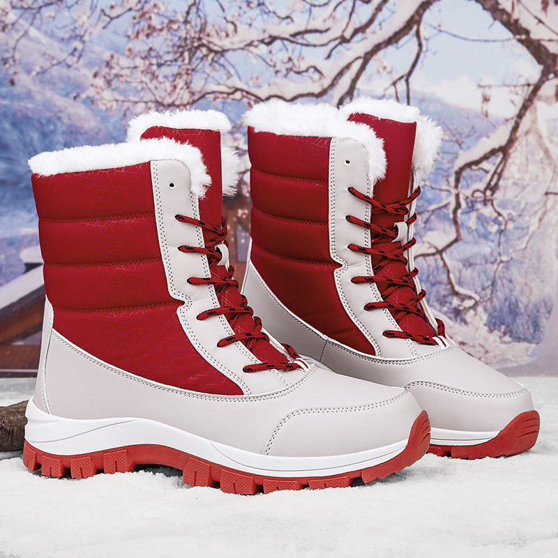 Botas de algodón de invierno para mujeres al aire libre más vello grueso calentamiento botas de nieve de comercio exterior zapatos de mujer de tamaño grande