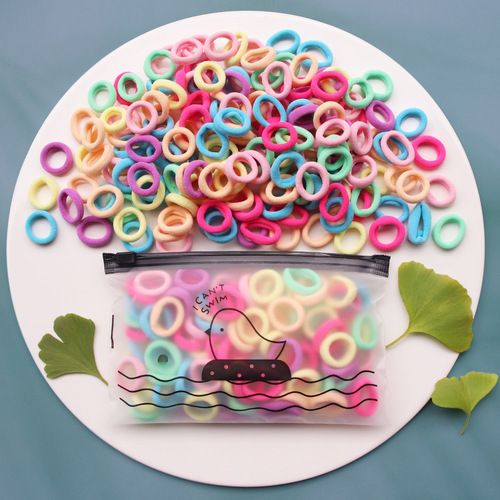 100 Pack 2cm Colorful Elastic Hair Bands for Kids with No-Sew Towel Material Hair Ties