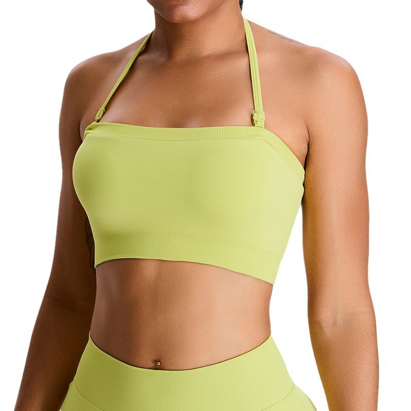 Nuevo traje de yoga sin costuras transfronterizo, top de tubo deportivo, pecho envuelto sexy, chaleco de yoga con espalda, ropa interior de fitness